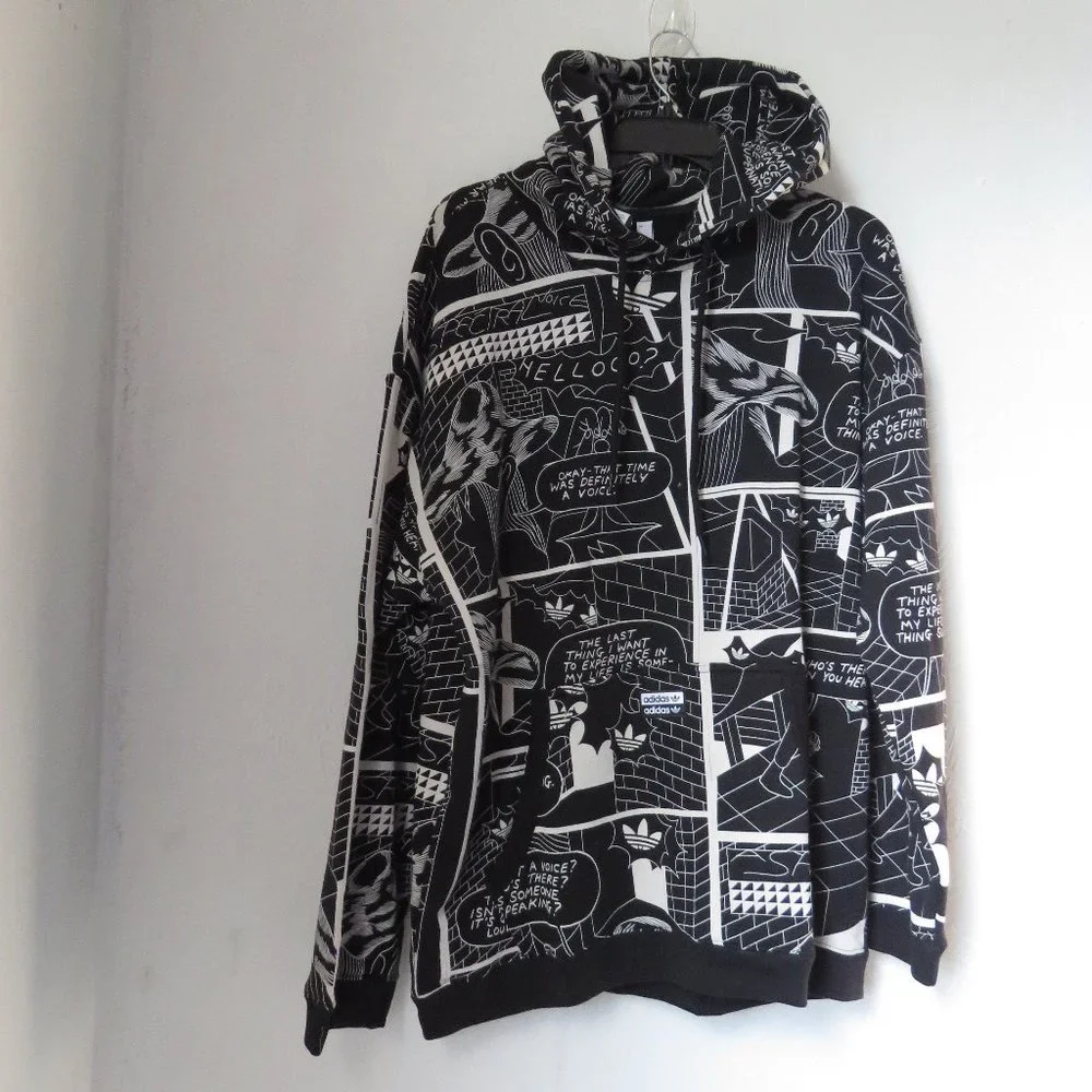 Adidas R.Y.V. Graphic Hoodie by Patrick Kyle GN3345 L Black White NWT Ra…